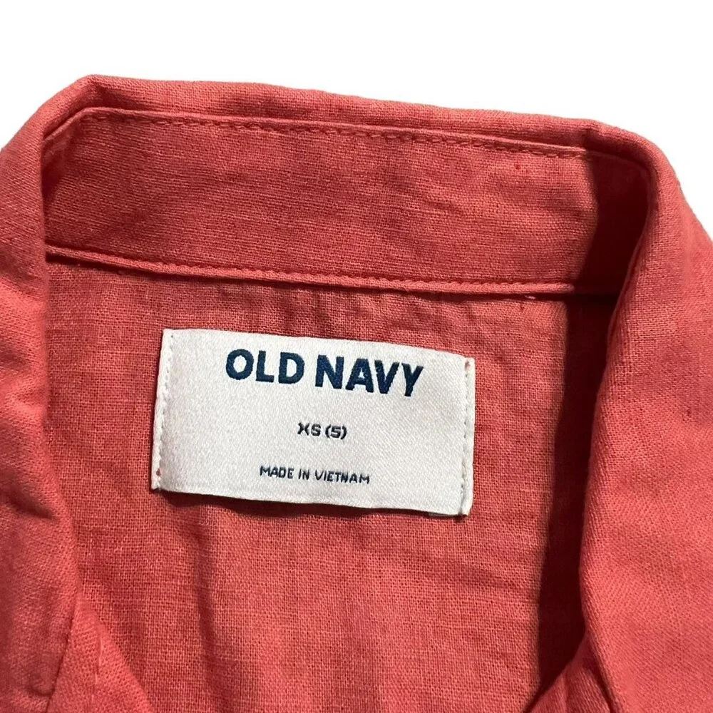 Old Navy XS (5) Salmon Linen Button Up Shirt